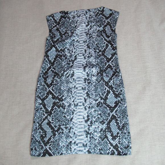 Michael Kors Dress Womens S Blue Gray Snake Skin Rhinestones Sleeveless Sheath - Picture 6 of 11